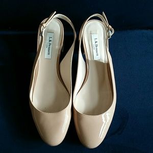 LK Bennett tan patent leather slingbacks US 8.5